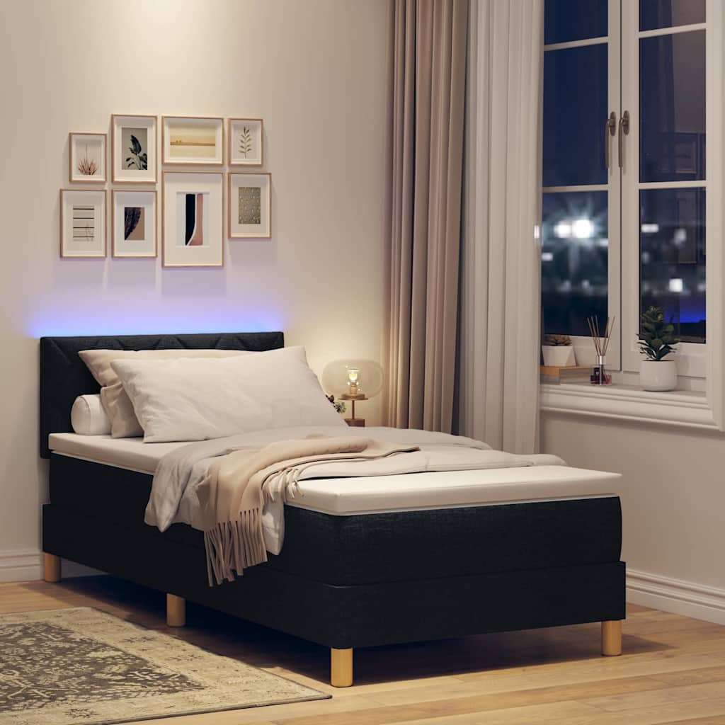 Box Spring Bed Black and White 107 x 203 cm Velvet