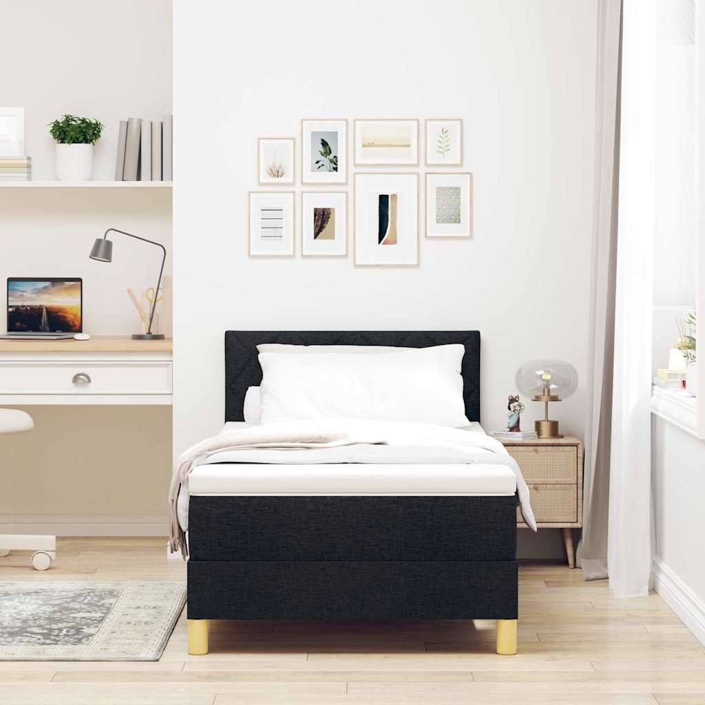 Box Spring Bed Black and White 107 x 203 cm Velvet