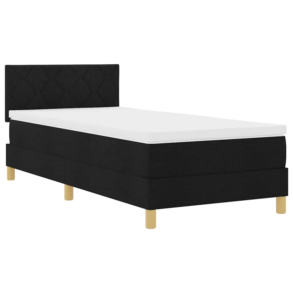 Box Spring Bed Black and White 107 x 203 cm Velvet