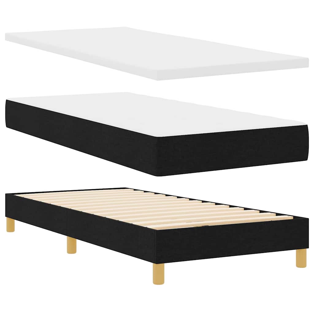 Box Spring Bed Black and White 107 x 203 cm Velvet
