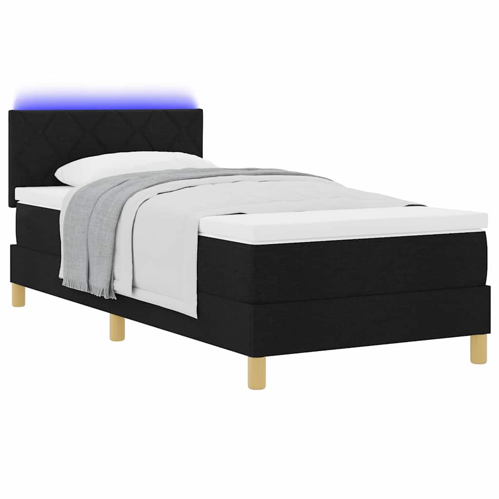 Box Spring Bed Black and White 107 x 203 cm Velvet