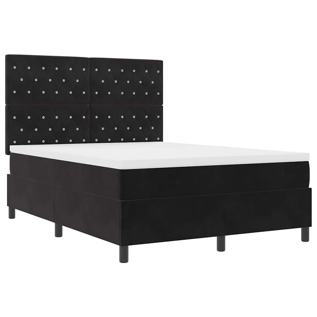 Box Spring Bed Black and White 152 x 203 cm Velvet