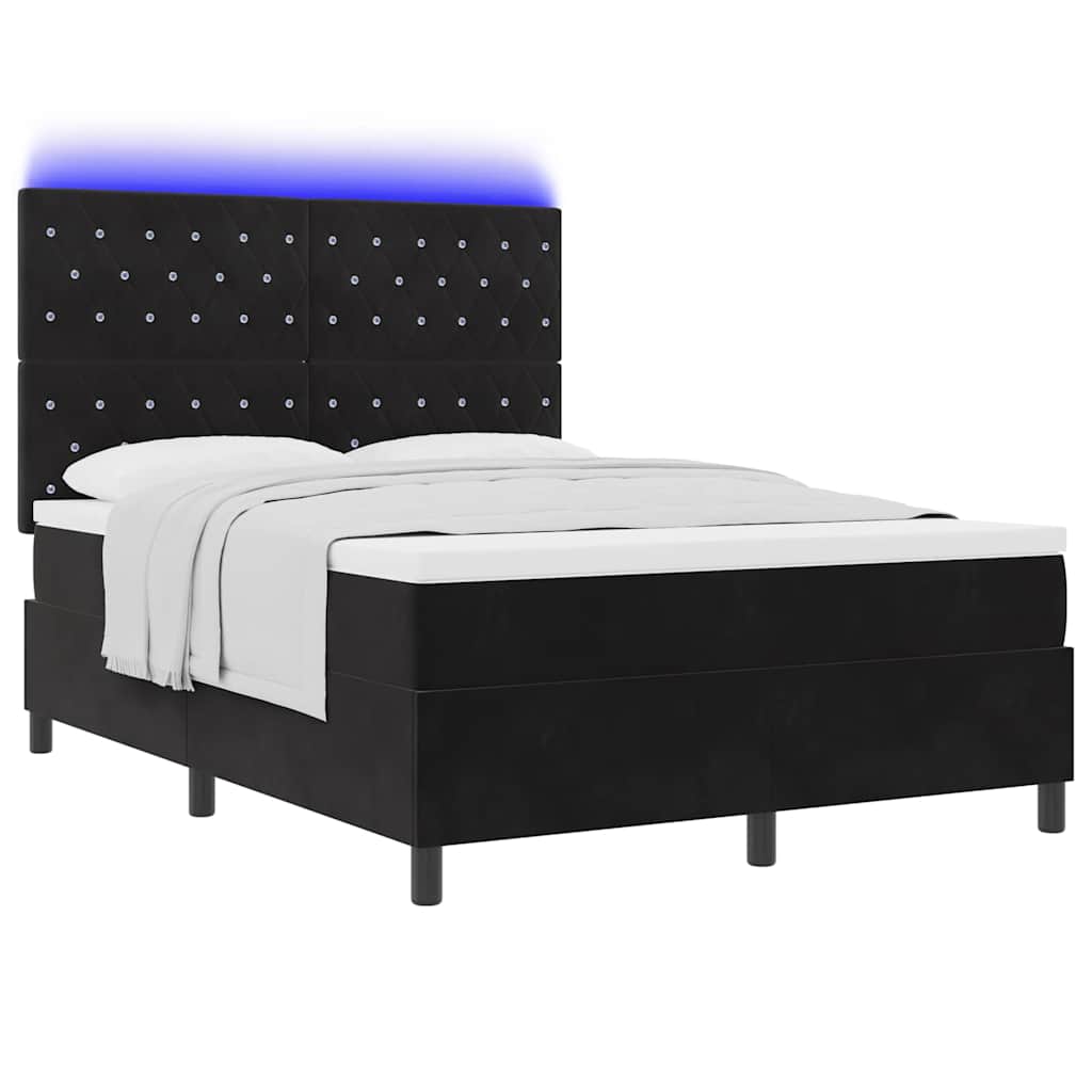 Box Spring Bed Black and White 152 x 203 cm Velvet