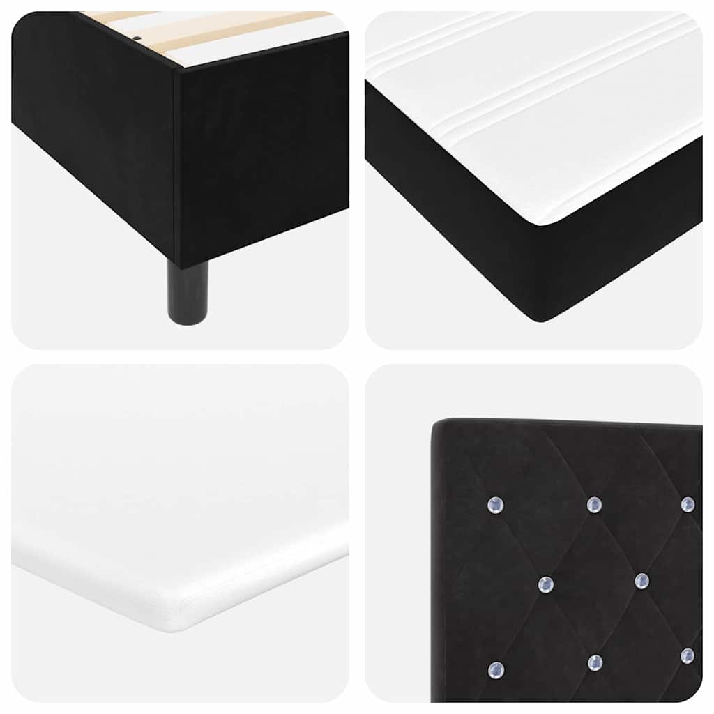 Box Spring Bed Black and White 152 x 203 cm Velvet