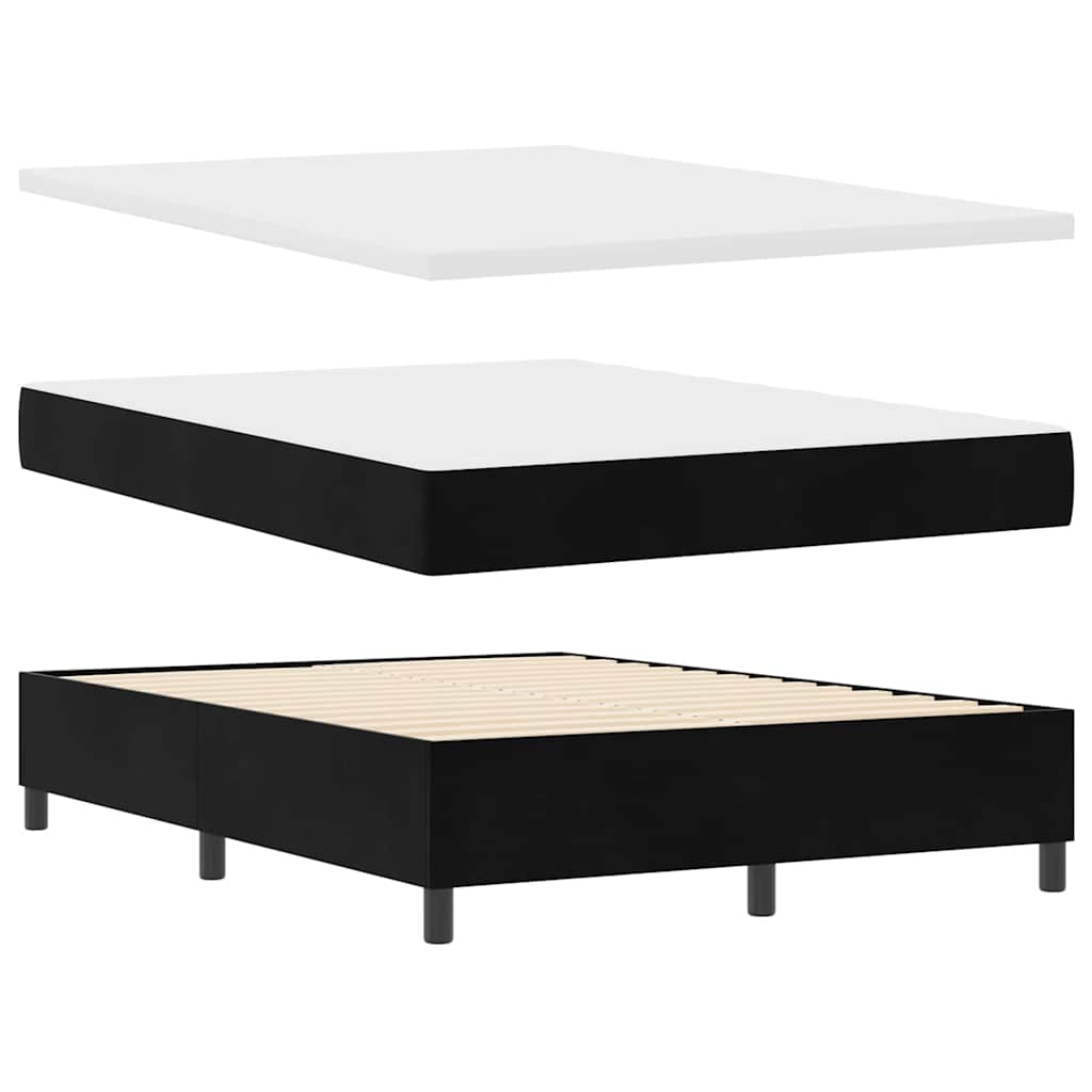 Box Spring Bed Black and White 152 x 203 cm Velvet