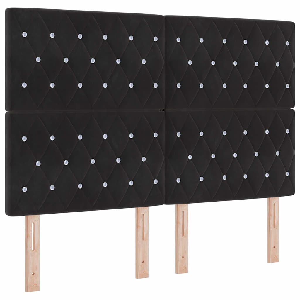 Box Spring Bed Black and White 152 x 203 cm Velvet
