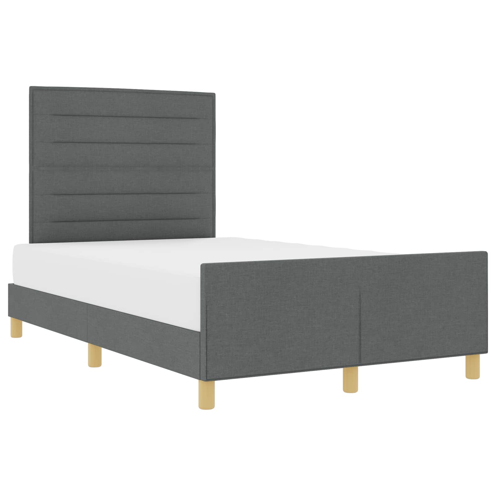 Bed Frame with Headboard Dark Grey 137 x 190 cm Fabric