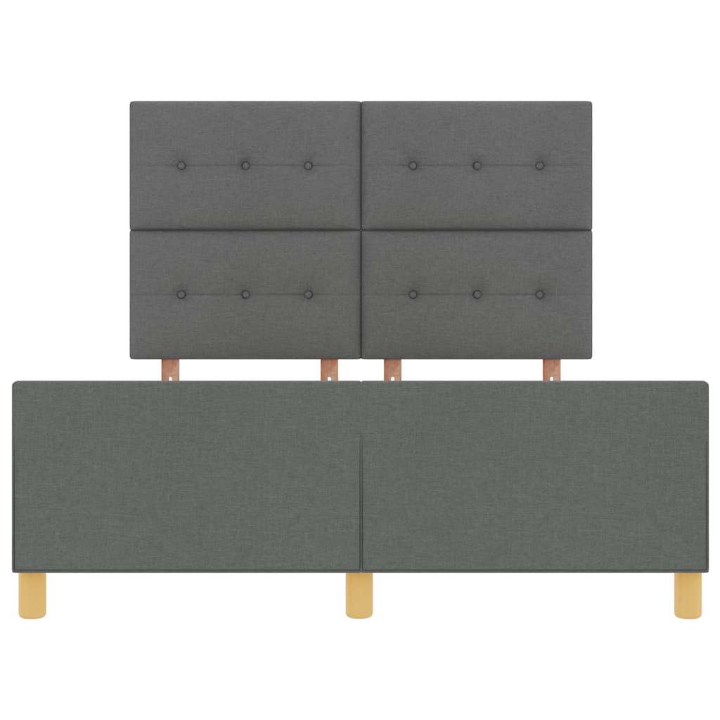 Bed Frame with Headboard Dark Grey 137 x 190 cm Fabric