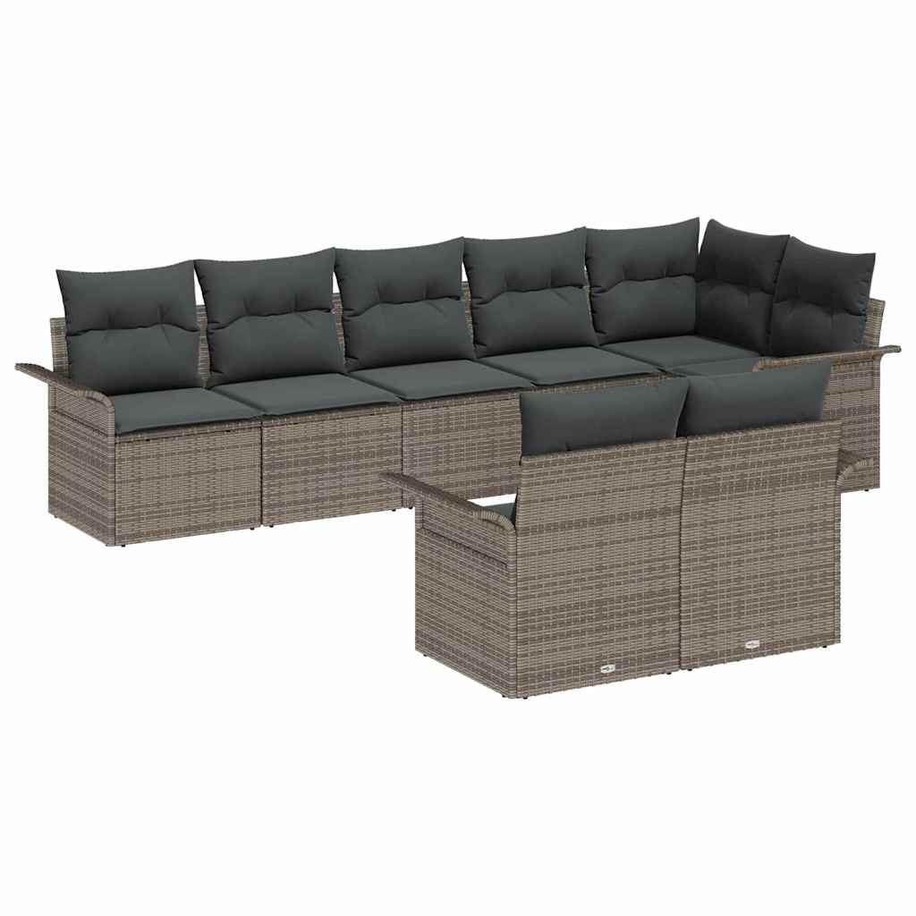 Garden Sofa Set with Storage 8 pcs Grey Poly Rattan