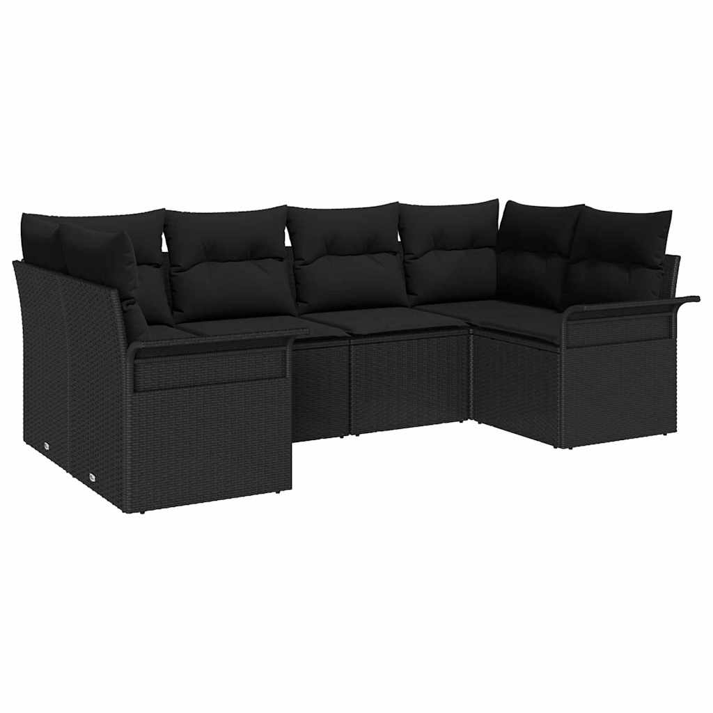 Garden Sofa Set with Storage 6 pcs Black Poly rattan