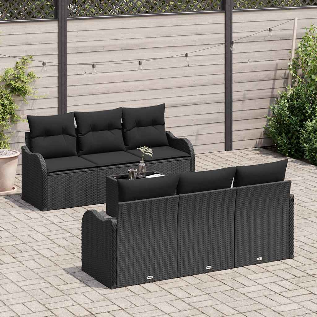 Garden Sofa Set with Cushion Manual 7 pcs Black 55 x 55 x 37 cm