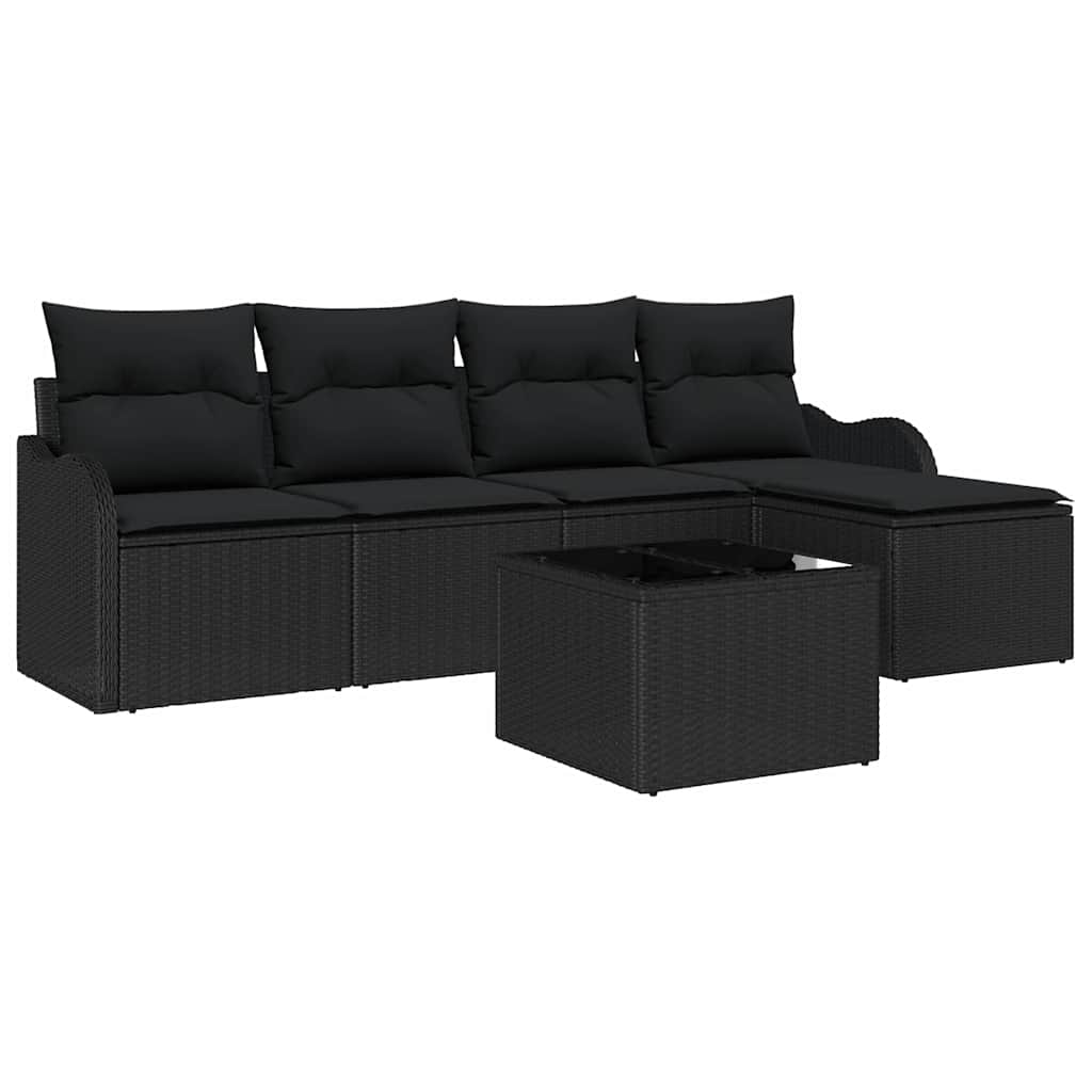 Garden Sofa Set with Cushion 6 pcs Beige Poly rattan