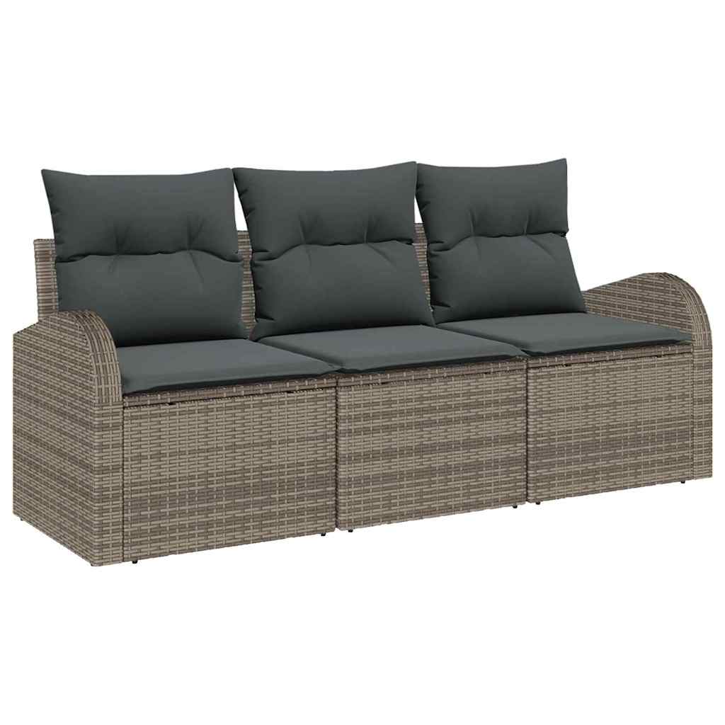 Garden Sofa Set 3 pcs Grey Poly rattan