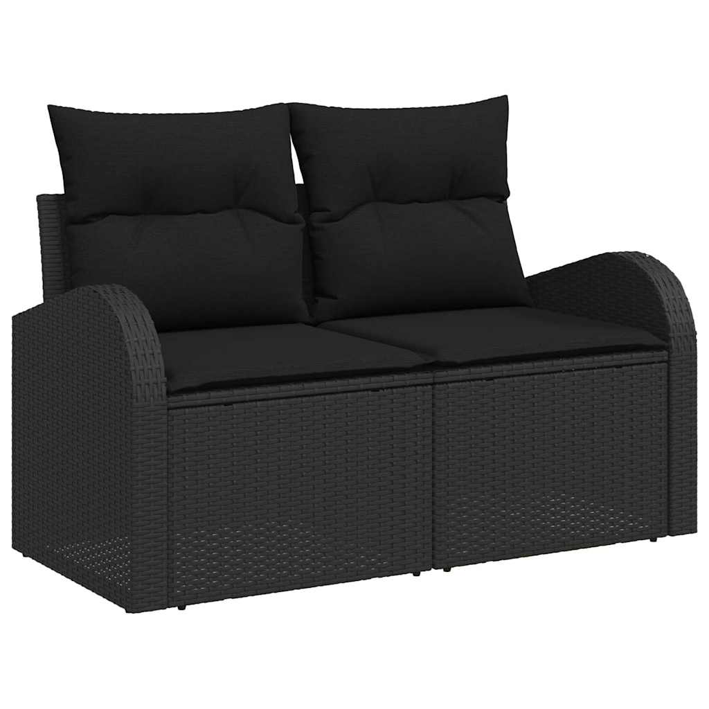 Garden Sofa Set 3 pcs Black Poly rattan