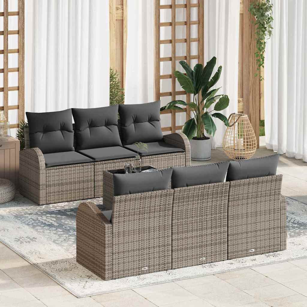 Garden Sofa Set with Cushion Manual 7 pcs Grey 55 x 55 x 37 cm