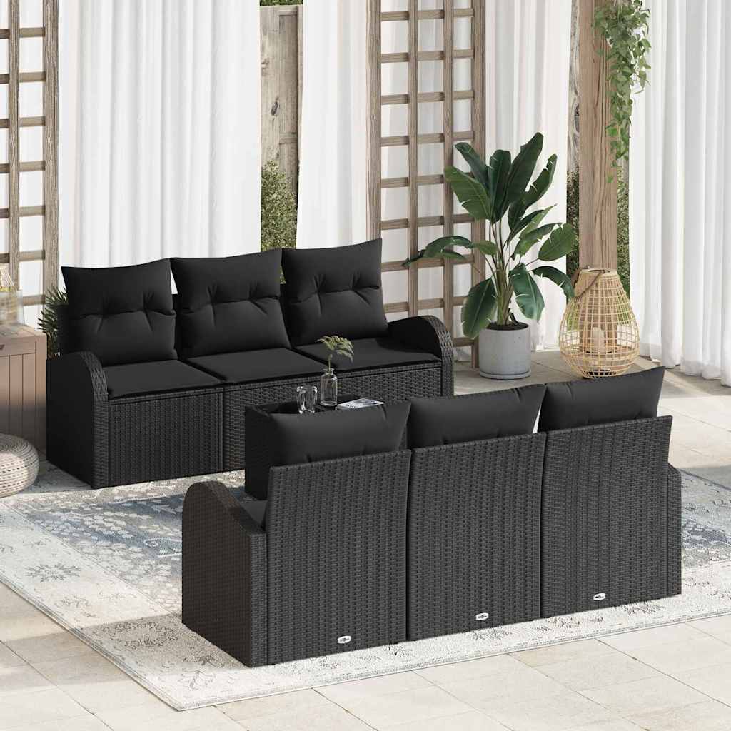 Garden Sofa Set with Cushion Manual 7 pcs Black 55 x 55 x 37 cm