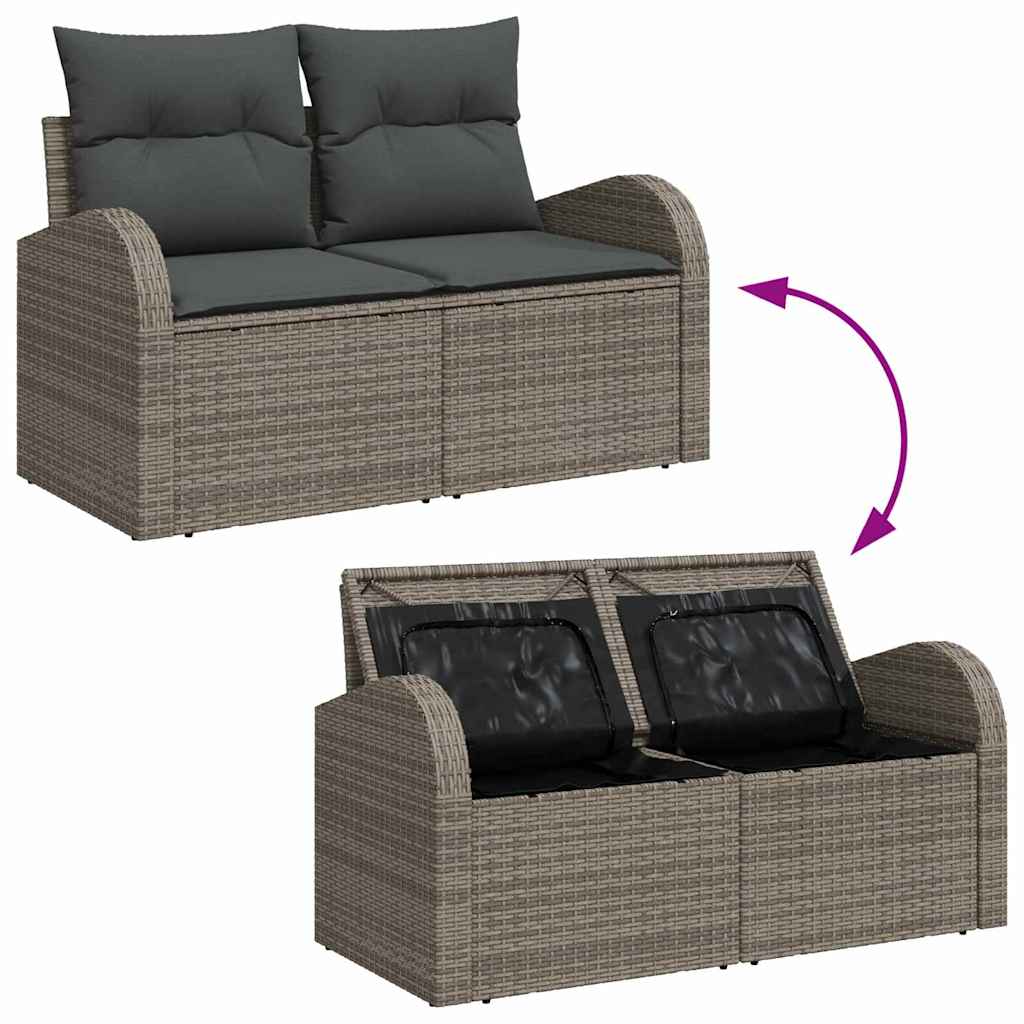 Garden Sofa Set 8 pcs 7-Seater Grey Poly Rattan