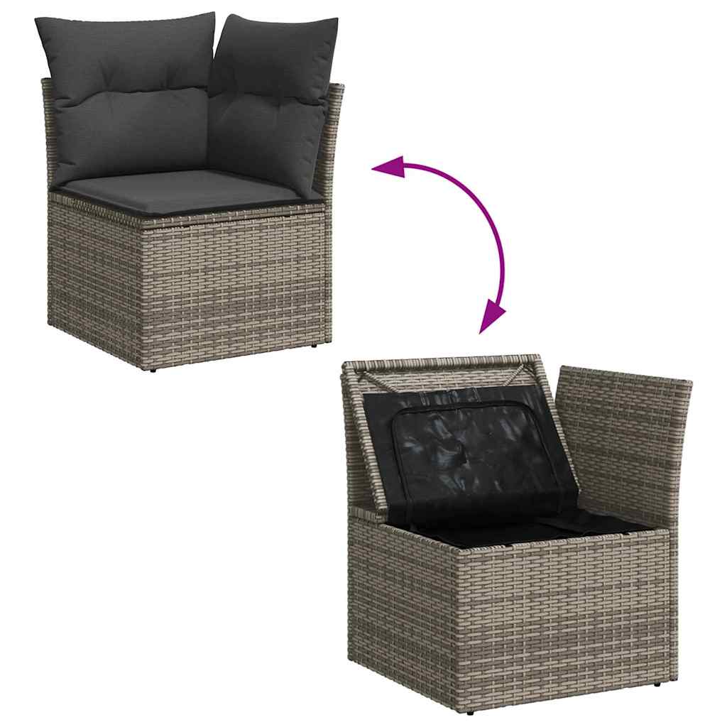 Garden Sofa Set 8 pcs 7-Seater Grey Poly Rattan