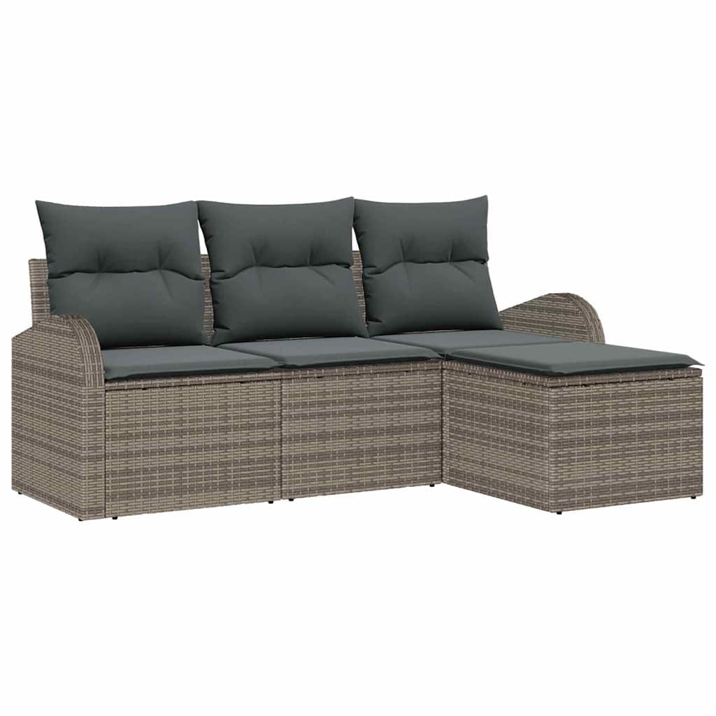 Garden Sofa Set with Cushion 4 pcs Grey Poly rattan