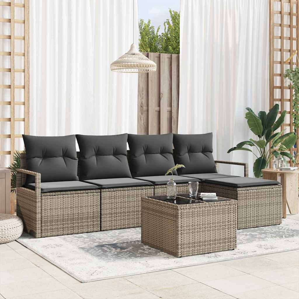 Garden Sofa Set with Cushion with Storage 6 pcs Light Grey