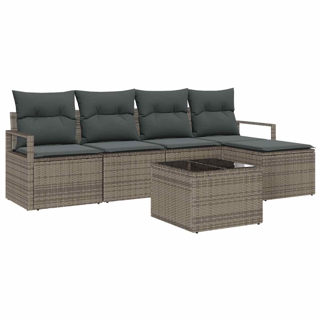 Garden Sofa Set with Cushion with Storage 6 pcs Light Grey