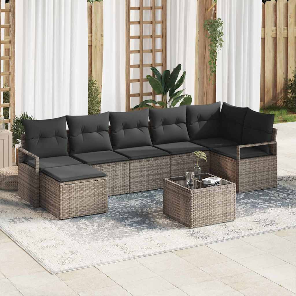 Garden Sofa Set with Cushion with Storage 8 pcs Light Grey