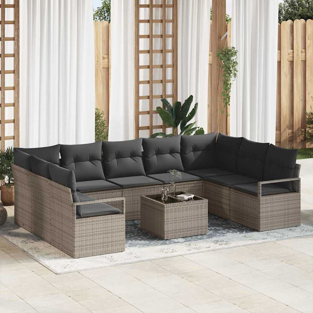 Garden Sofa Set with Cushion with Storage 10 pcs Light Grey