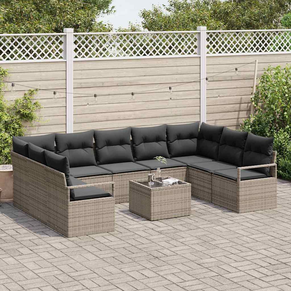 Garden Sofa Set with Cushion with Storage 10 pcs Light Grey