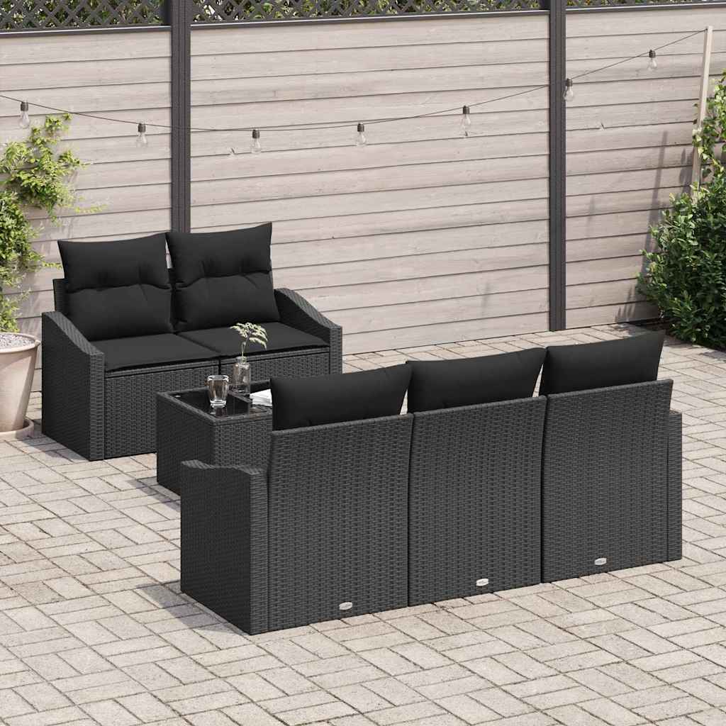 Garden Sofa Set with Cushion Manual 6 pcs Black 55 x 55 x 37 cm