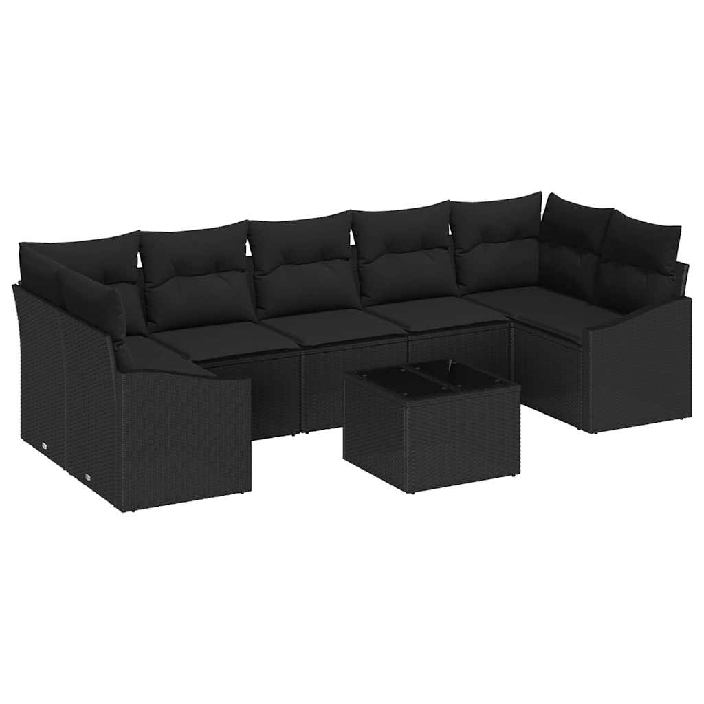 Garden Sofa Set with Cushion Manual 8 pcs Black 55 x 55 x 37 cm