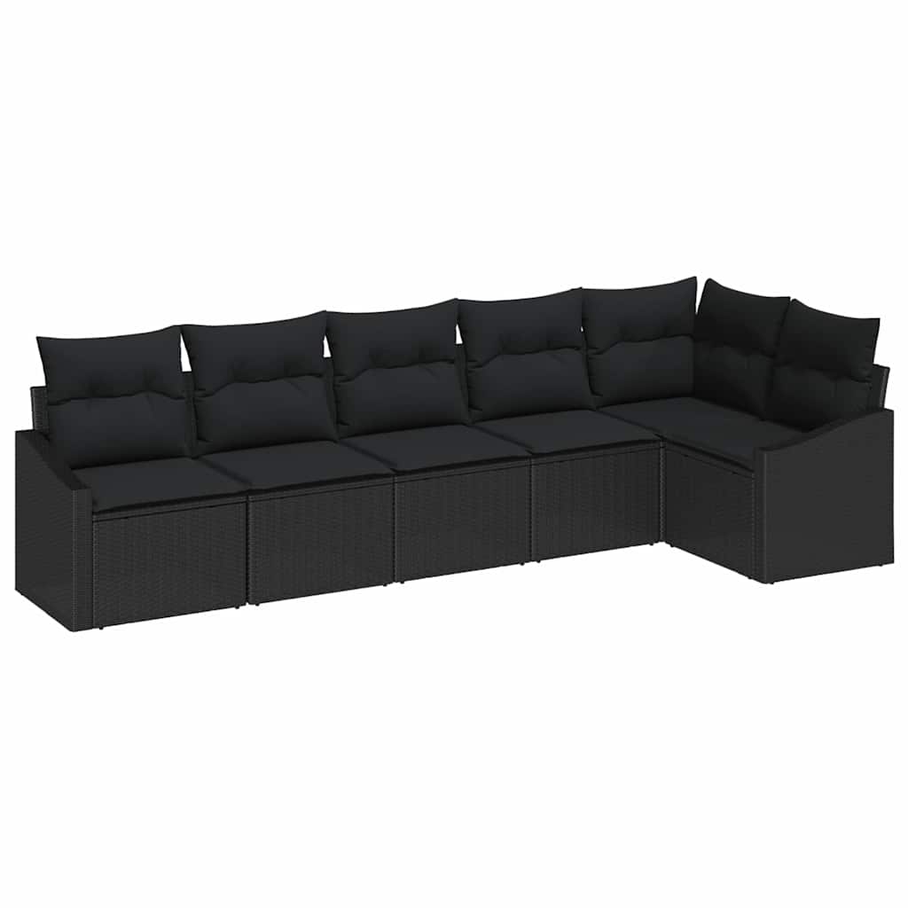 Sofa Set with Cushion with Storage 6 pcs Black Poly Rattan