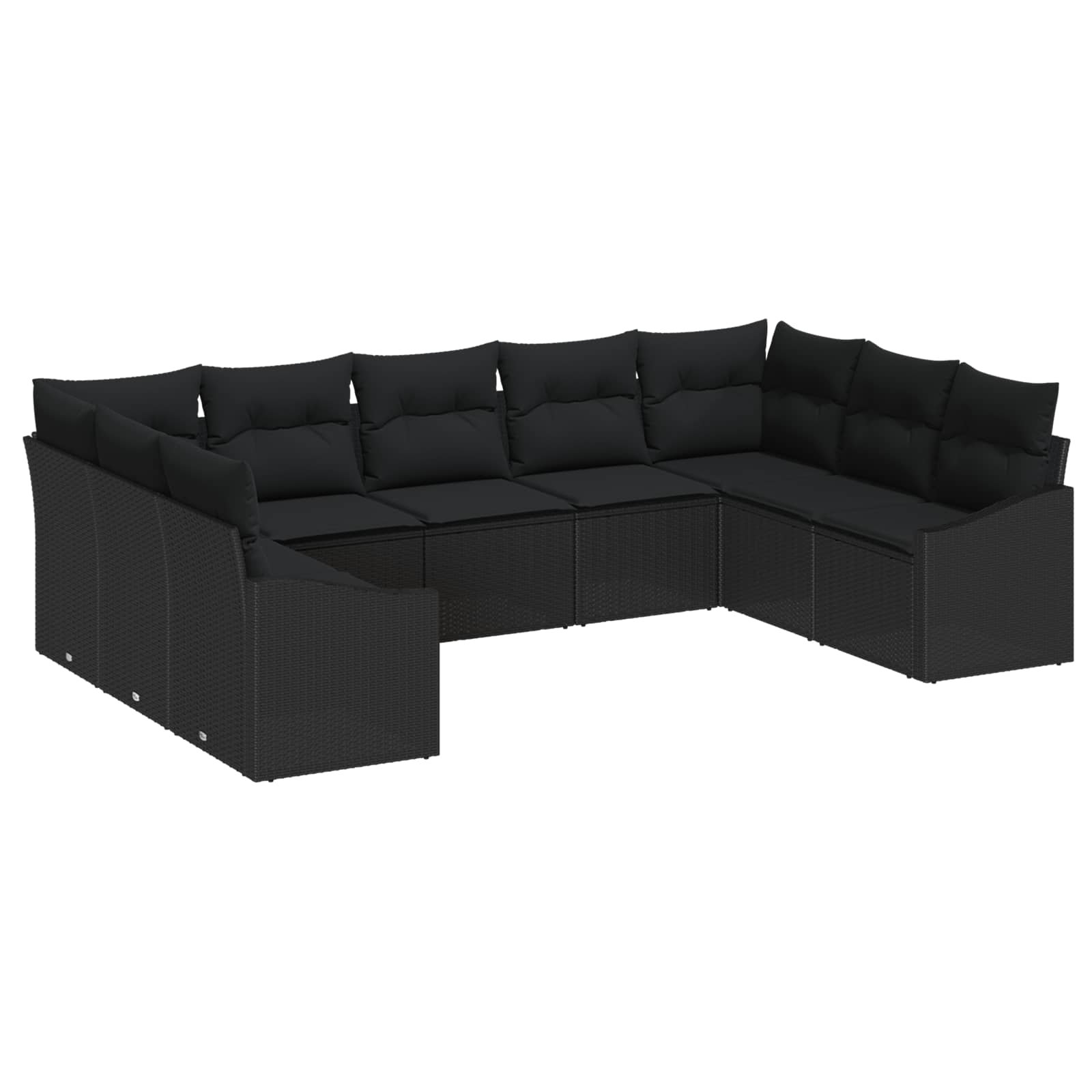 Garden Sofa Set with Storage 9 pcs Black Poly Rattan