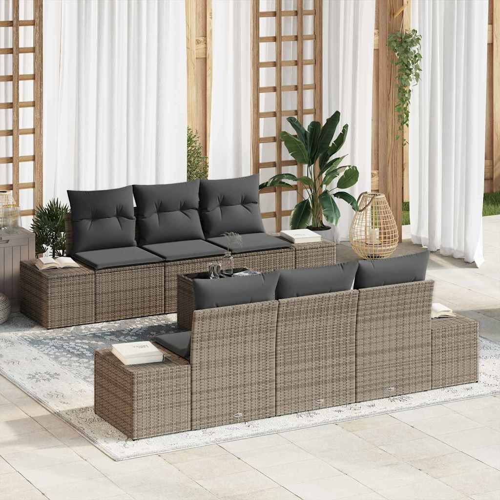 Garden Sofa Set with Cushion Manual 7 pcs Grey 55 x 55 x 37 cm