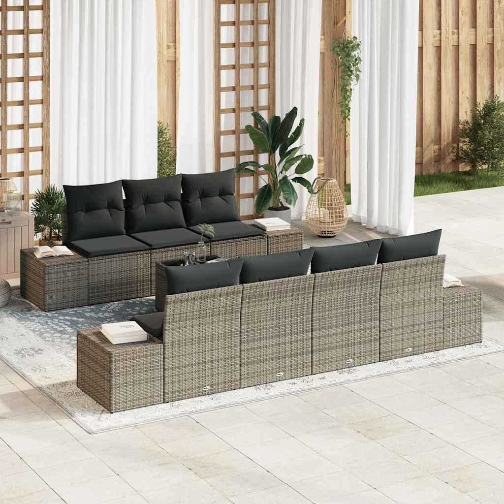Garden Sofa Set with Cushion Manual 8 pcs Grey 55 x 55 x 37 cm