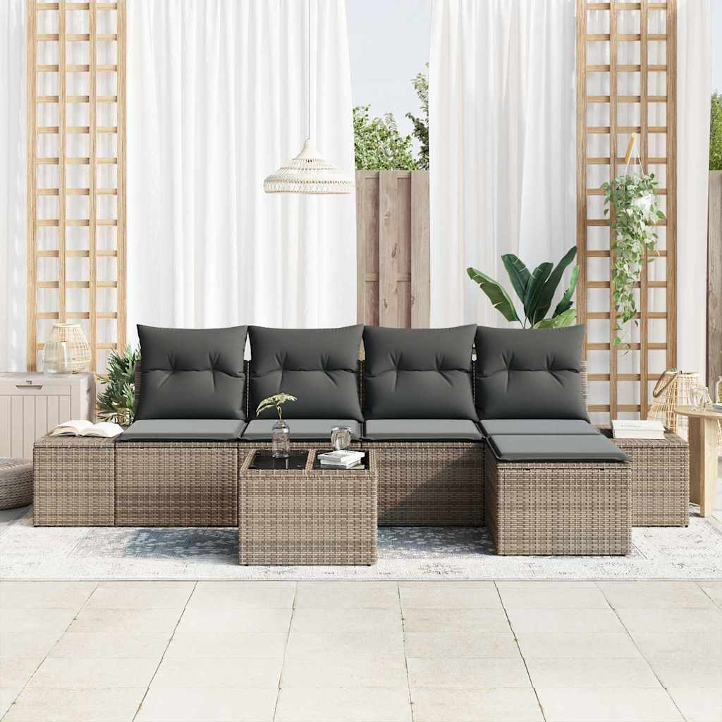 Garden Sofa Set with Cushion with Storage 6 pcs Light Grey