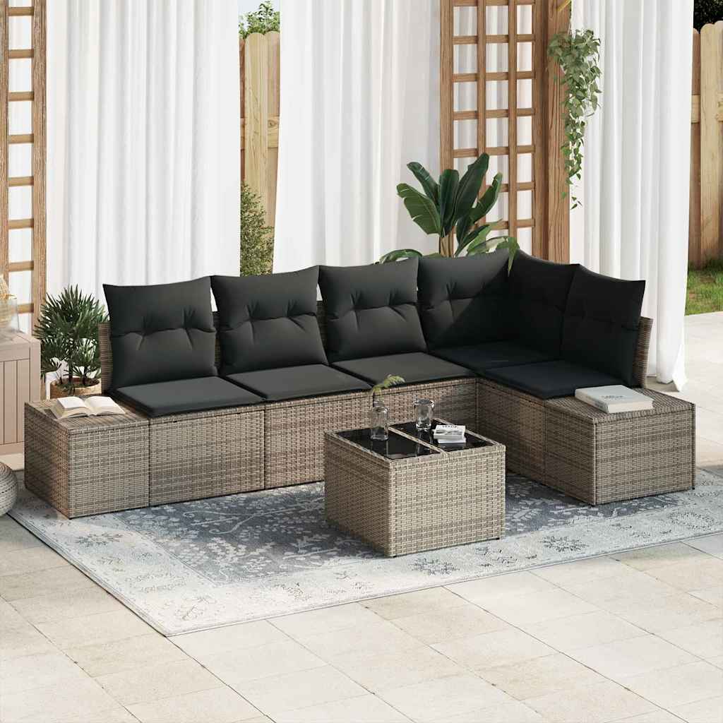 Garden Sofa Set with Storage Light Grey Poly Rattan