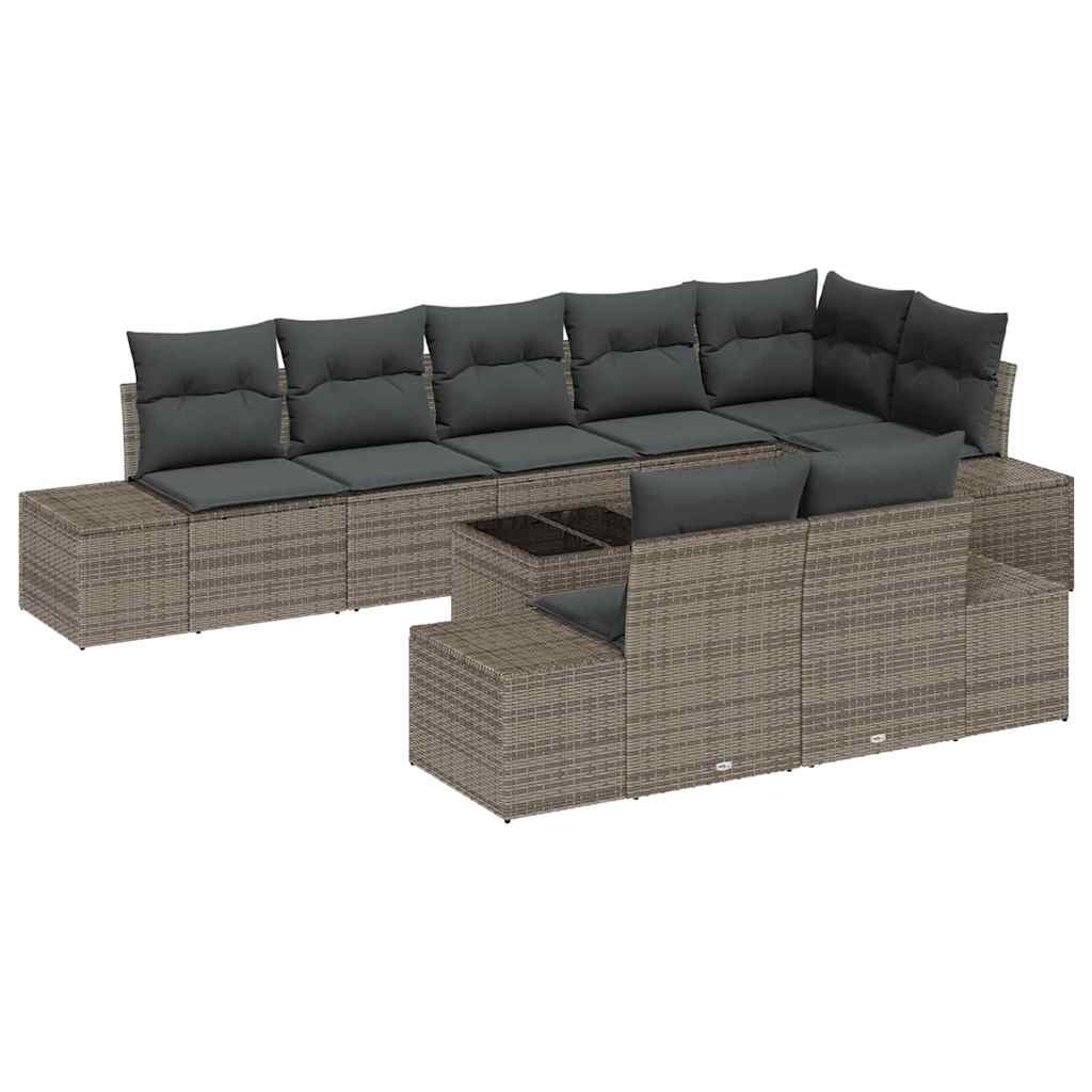 Garden Sofa Set with Storage Grey Poly rattan