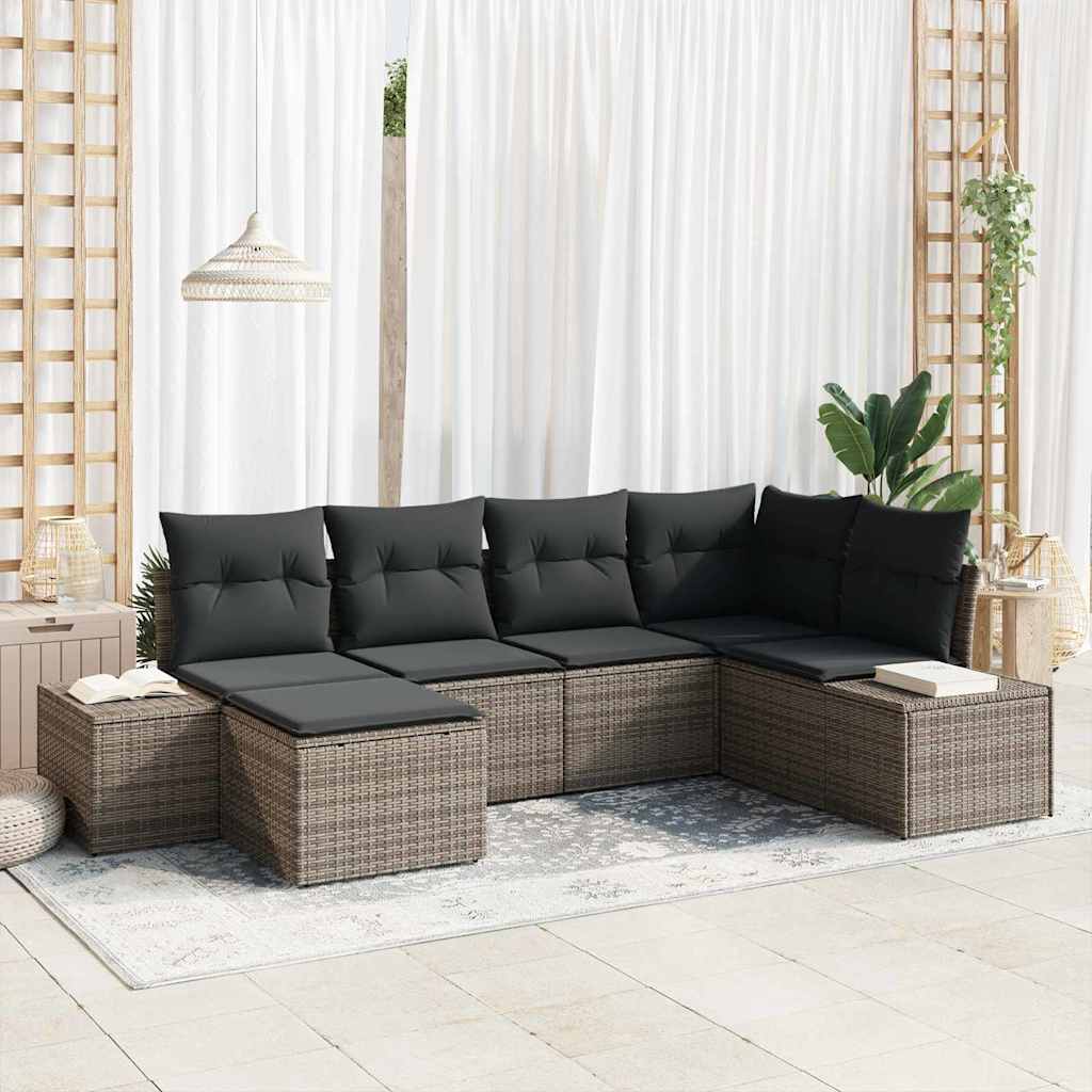 Garden Sofa Set 6 pcs Grey 264 x 154 x 85 cm Poly rattan