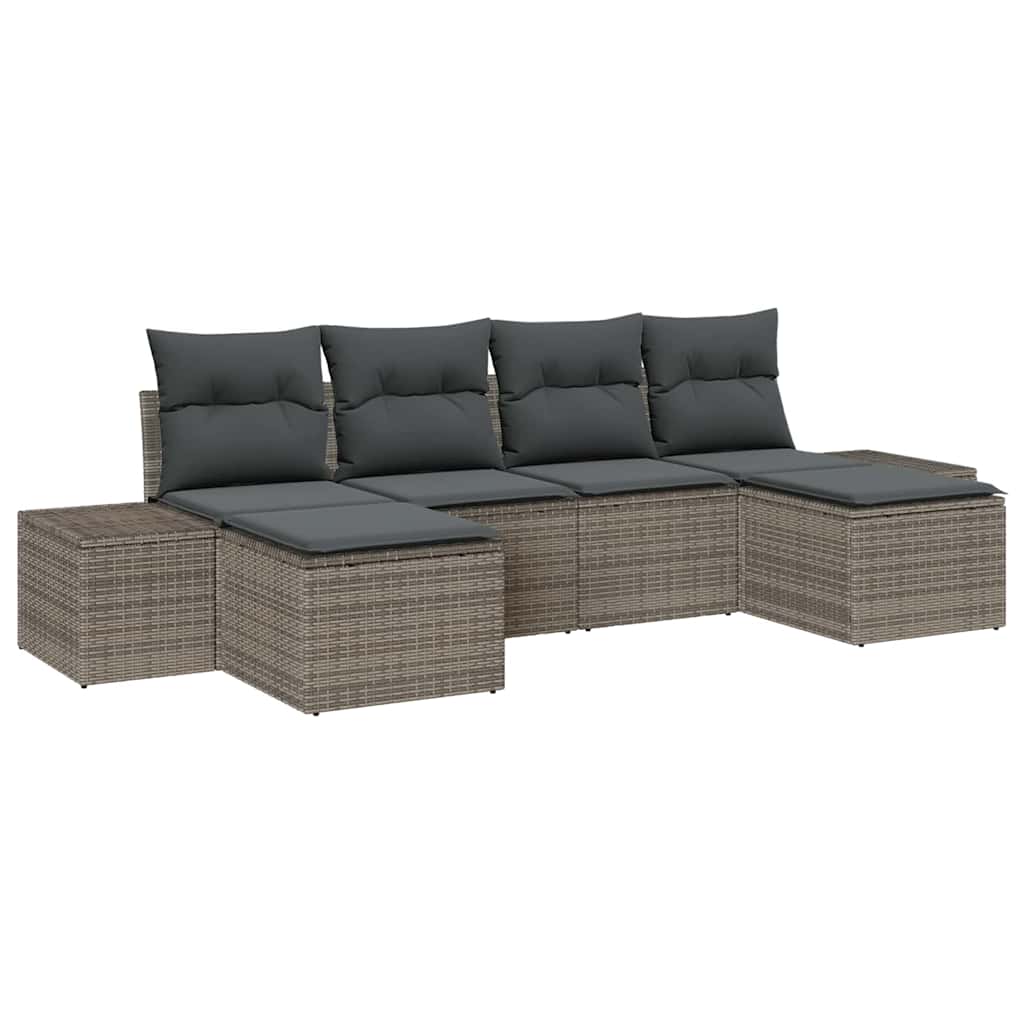 Garden Sofa Set 6 pcs Grey 184 x 62 x 85 cm Poly rattan
