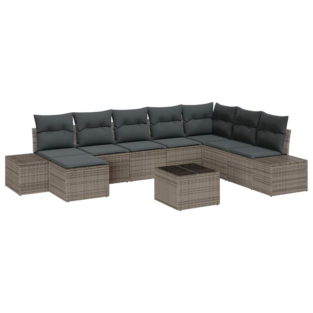 Garden Sofa Set 9 pcs Grey 319 x 209 x 85 cm Poly rattan