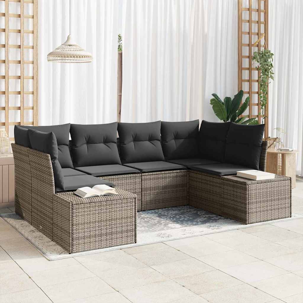 Garden Sofa Set 6 pcs Grey 234 x 154 x 85 cm Poly rattan