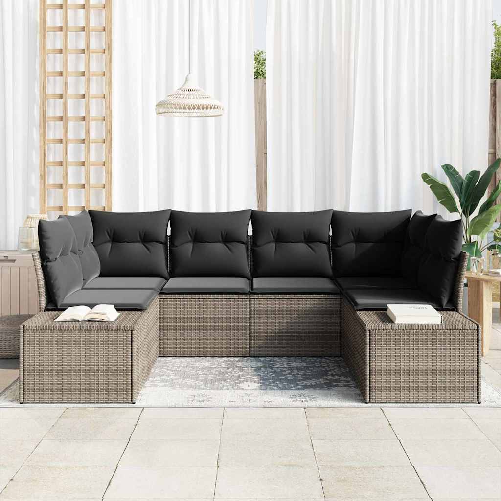 Garden Sofa Set 6 pcs Grey 234 x 154 x 85 cm Poly rattan