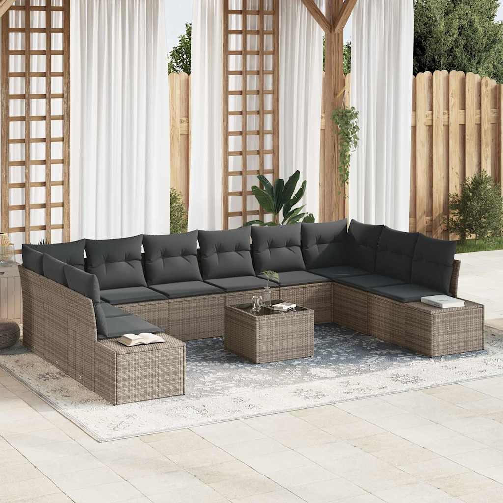 Garden Sofa Set 11 pcs Grey 344 x 209 x 85 cm Poly rattan