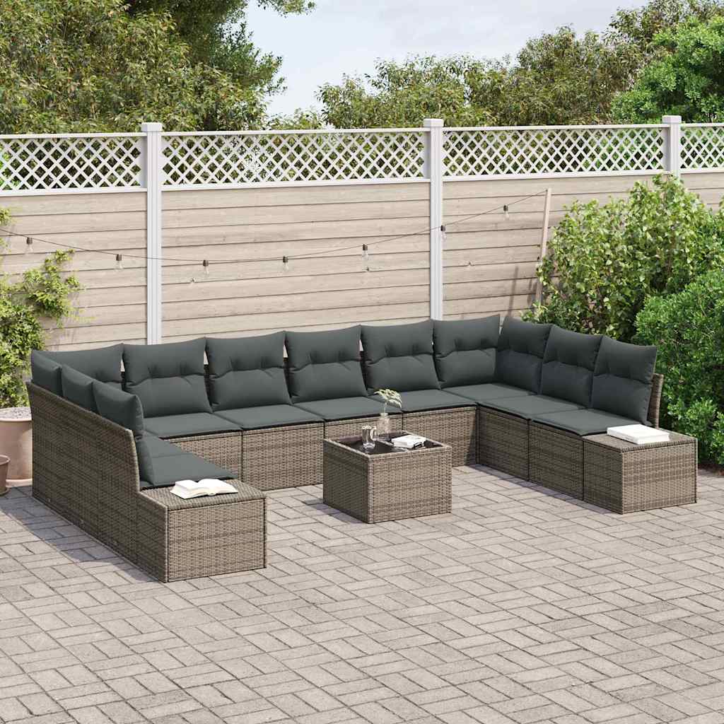 Garden Sofa Set 11 pcs Grey 344 x 209 x 85 cm Poly rattan
