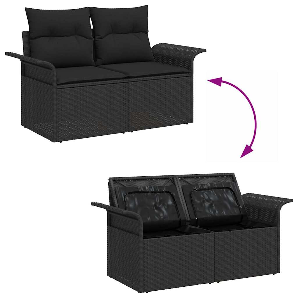 Garden Sofa Set 5 pcs 4-Seater Black Poly Rattan