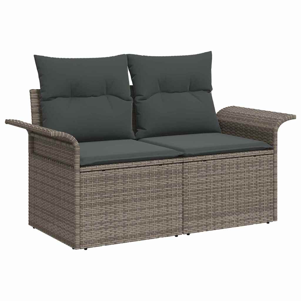 Garden Sofa Set 6 pcs 5-Seater Grey Poly Rattan