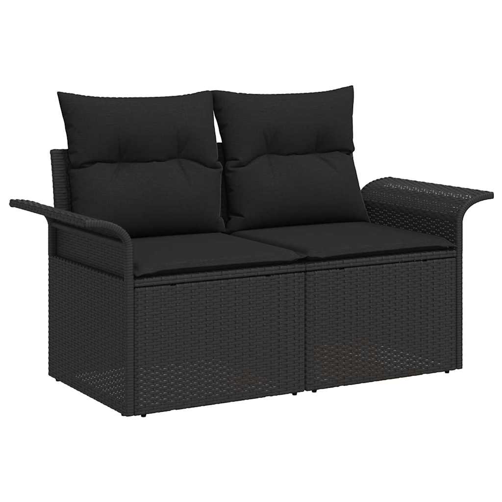 Garden Sofa Set 7 pcs 6-Seater Black Poly Rattan