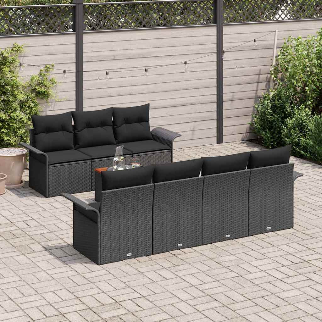 Garden Sofa Set with Cushion Manual 8 pcs Black 55 x 55 x 37 cm