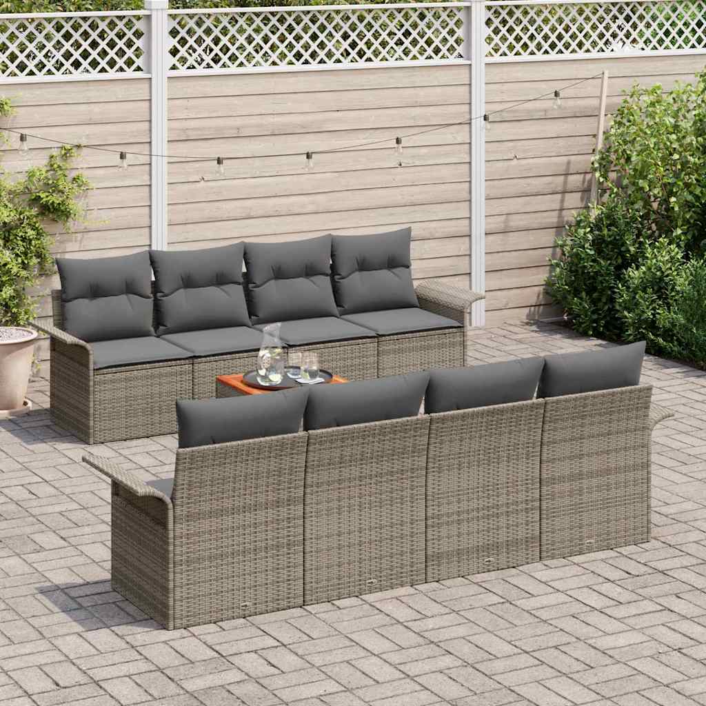 Garden Sofa Set with Cushion Manual 7 pcs Grey 55 x 55 x 37 cm
