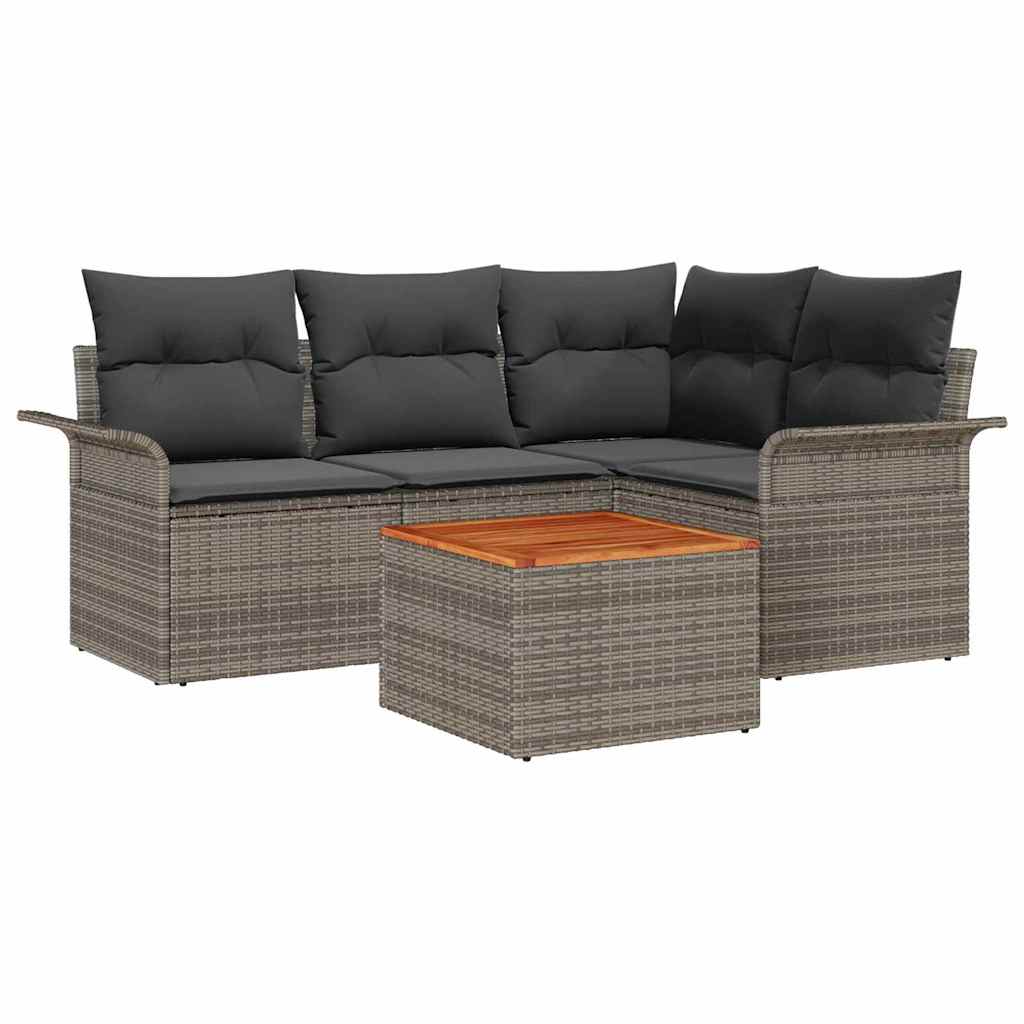 Garden Sofa Set with Cushion Manual 5 pcs Grey 55 x 55 x 37 cm